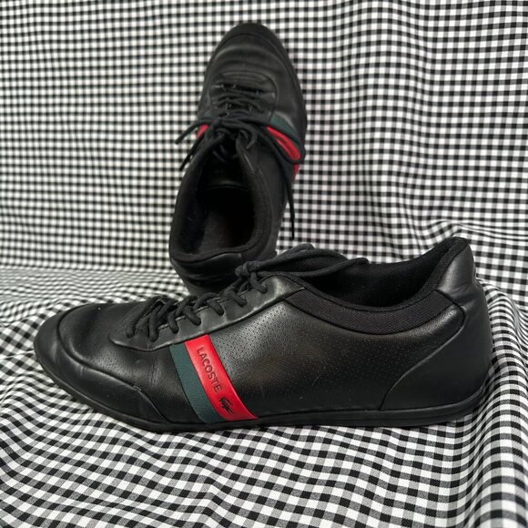 Lacoste Men's Storda 318 1 U Black Red Green Leather Sneakers Men's Size 11 - Picture 1 of 5